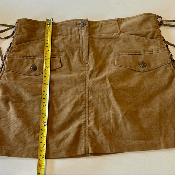 Max Studio Tan Mini Skirt with Lace-Up Sides size 6 - Picture 7 of 8